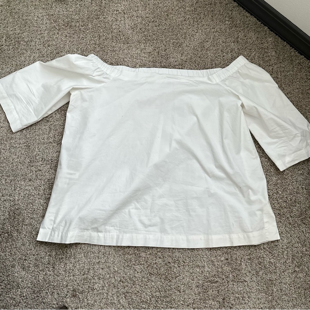 LOFT -XL Off The Shoulder White Cotton Top
